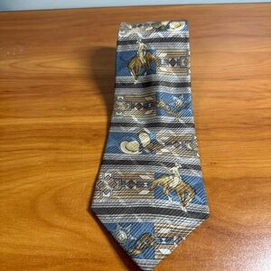 Resistol 59" Men's Neck Tie Western Cowboy Rodeo Bucking Bronco Aztec 100% Silk